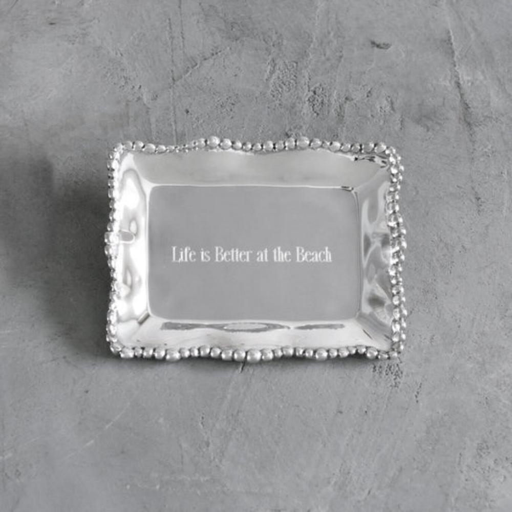 Beatriz Ball Giftables Organic Pearl Rectangular Engraved Tray - "Life is Better at the Beach"