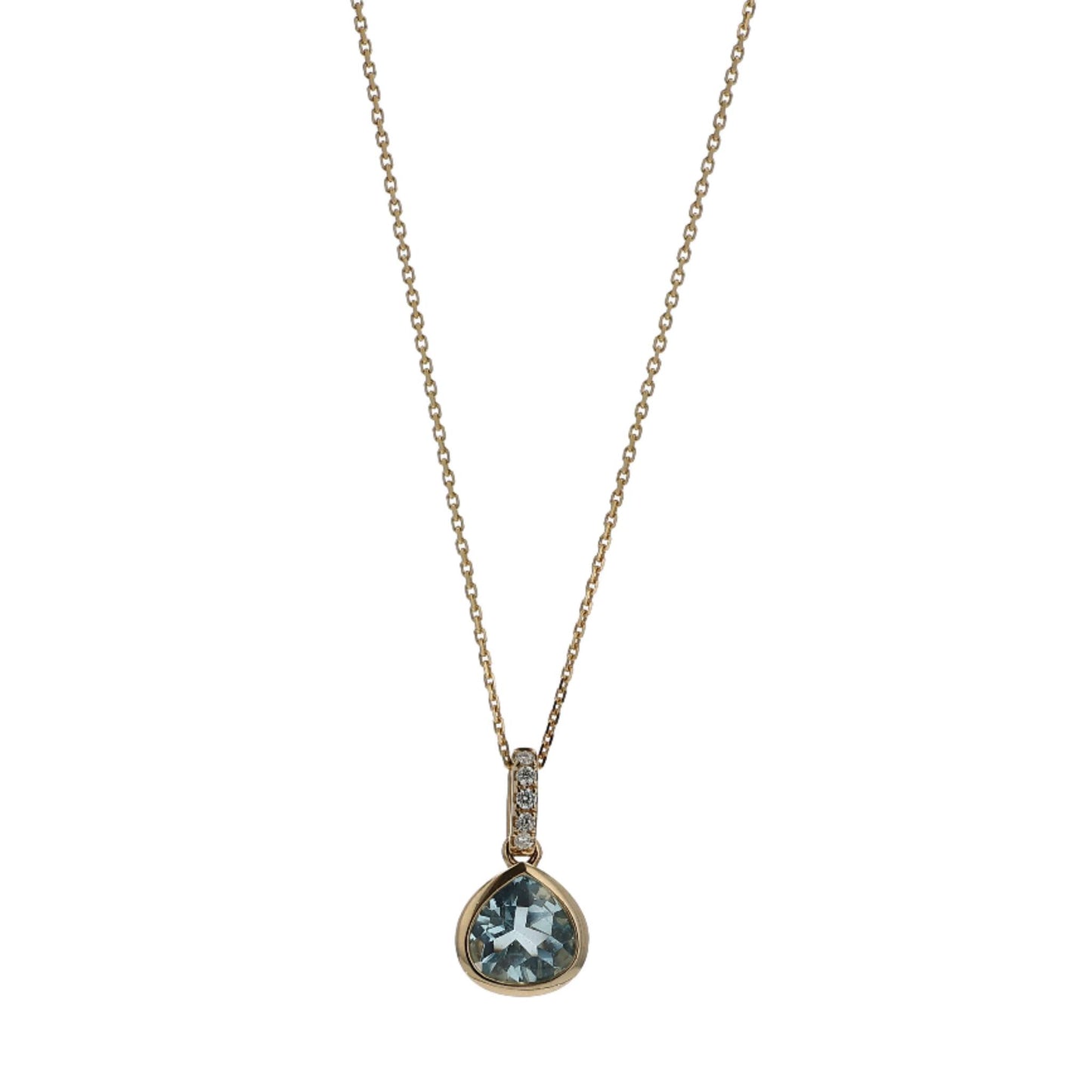 14Y Pendant 1 PS Bezel Set 7mm Aquamarine 5 RBC D.05tw Bail on 18" Chain