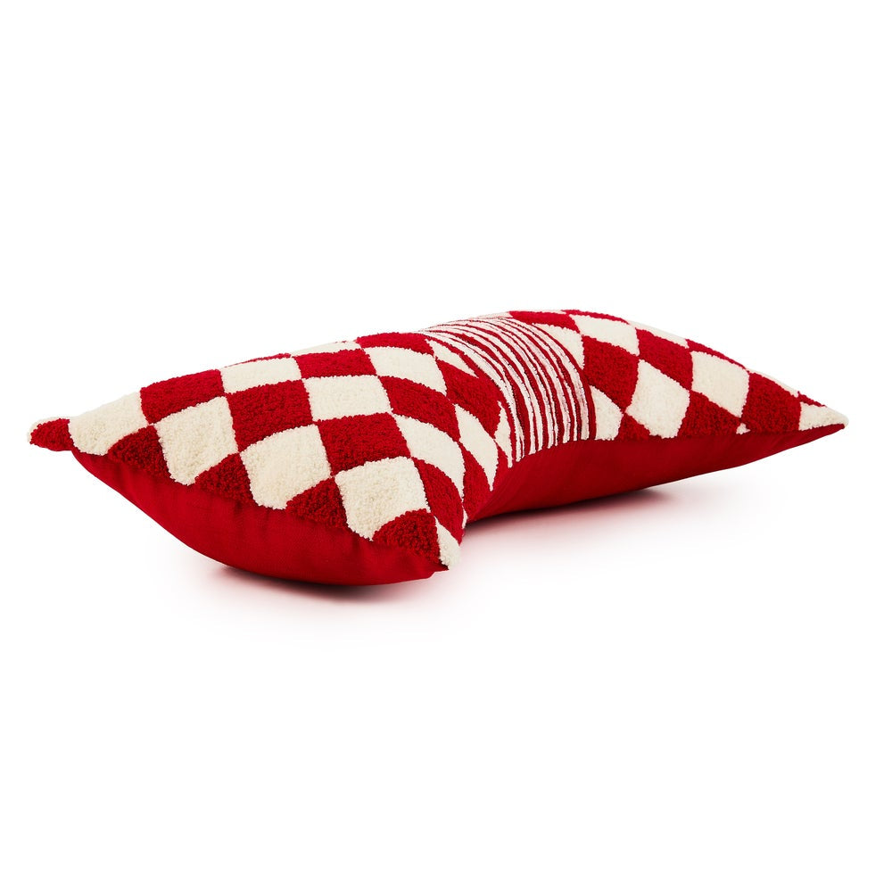 MacKenzie-Childs Red Diamond Bow Pillow