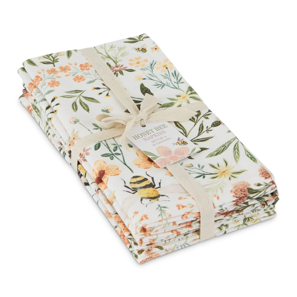 Design Imports Honey Bee Meadow Print Napkins - Set of 4