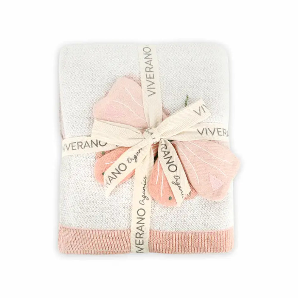 Viverano Organics Bloom Butterfly 3d - Organic Jacquard Knit Baby Blanket