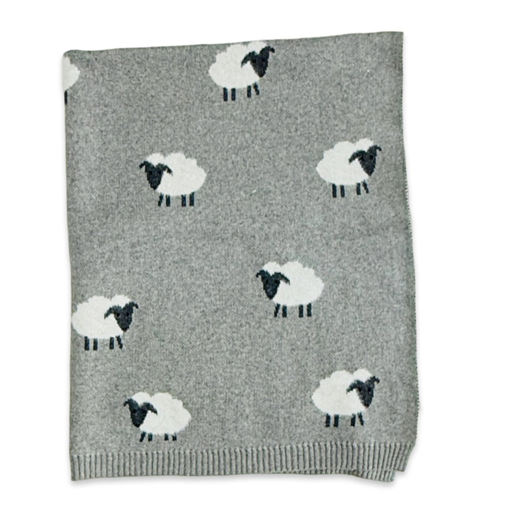 Viverano Organics Wooly Sheep 3D - Organic Cotton Jacquard Knit Baby Blanket