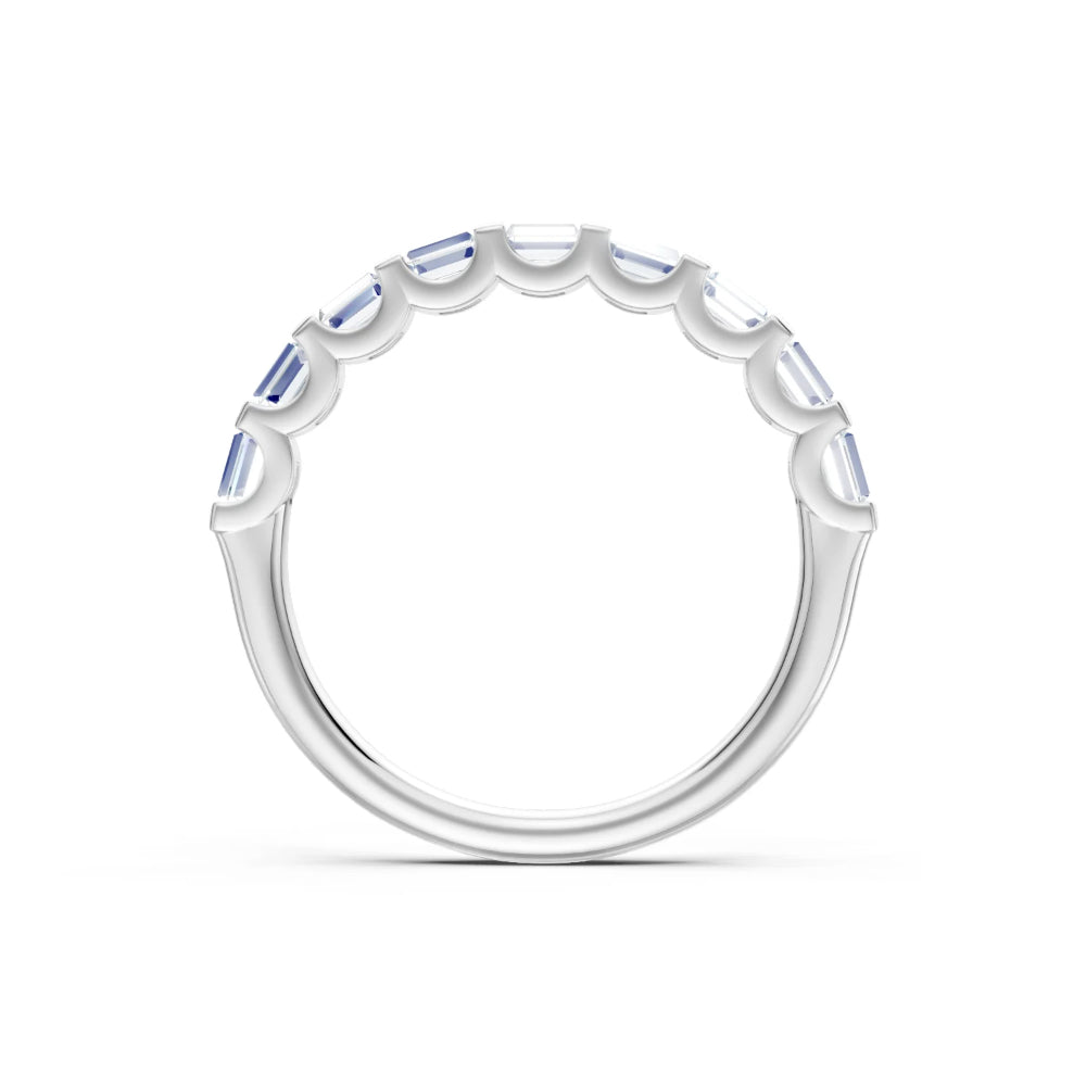 Silver ring with small stones on a white background