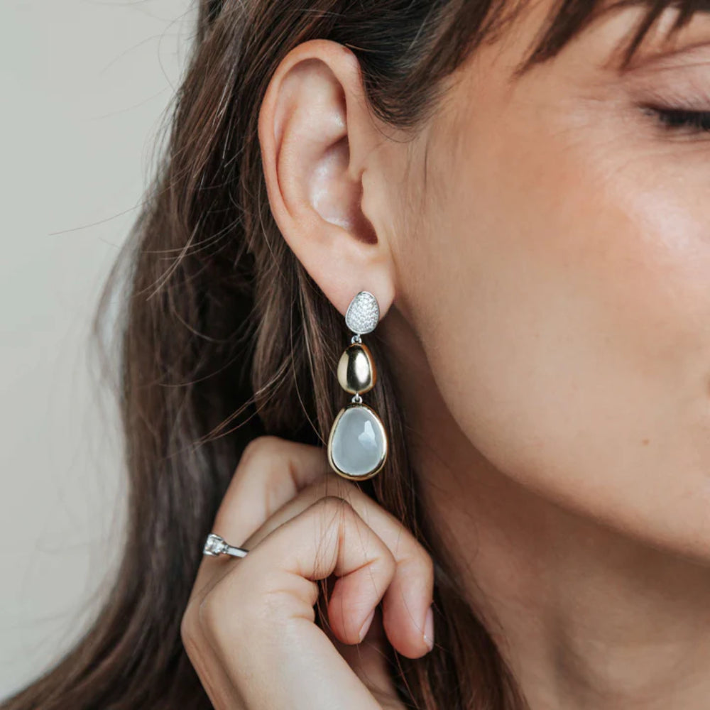 Ti Sento Two-Tone Triple Drop Earrings