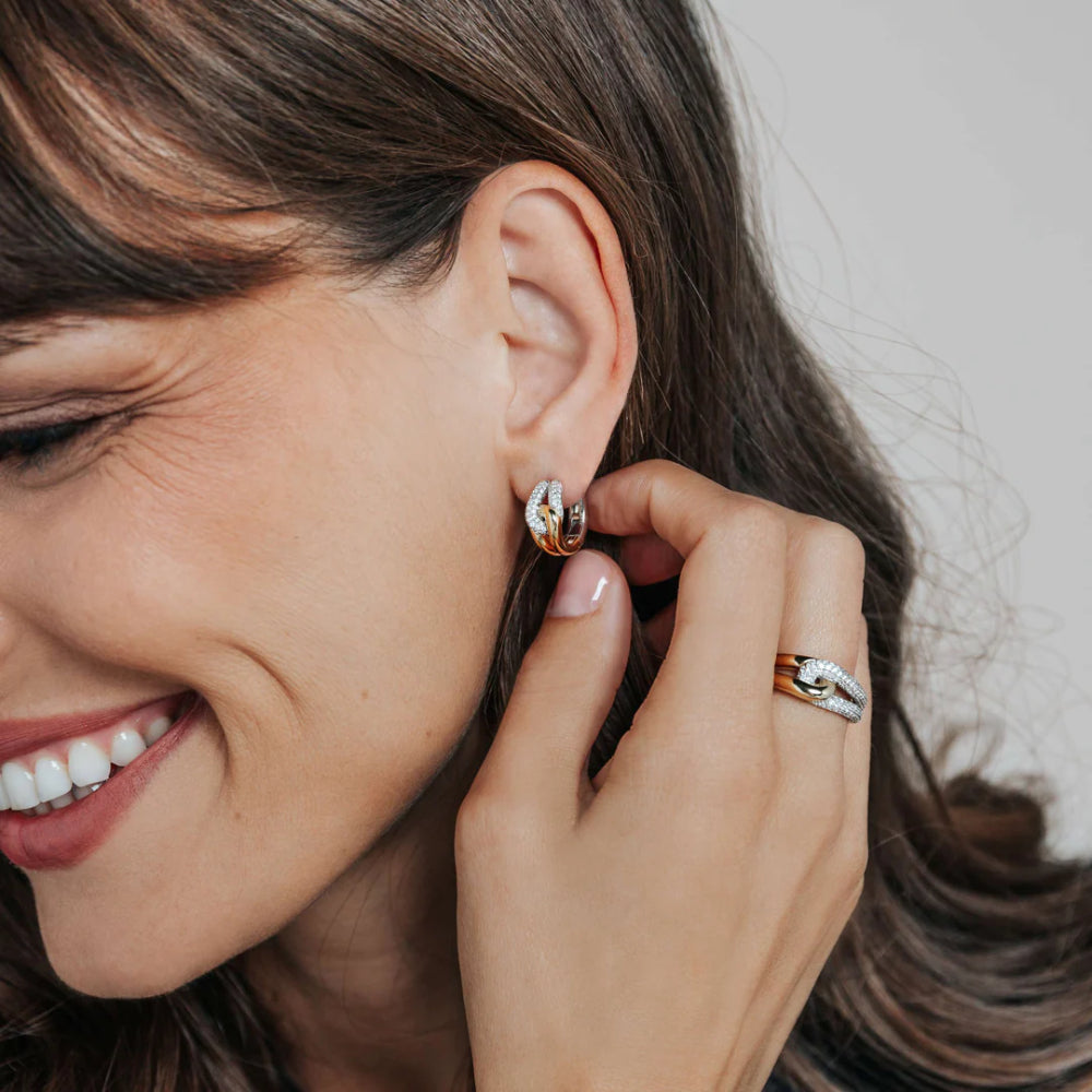 Ti Sento Two-Tone Linked Loop Hoop Earrings