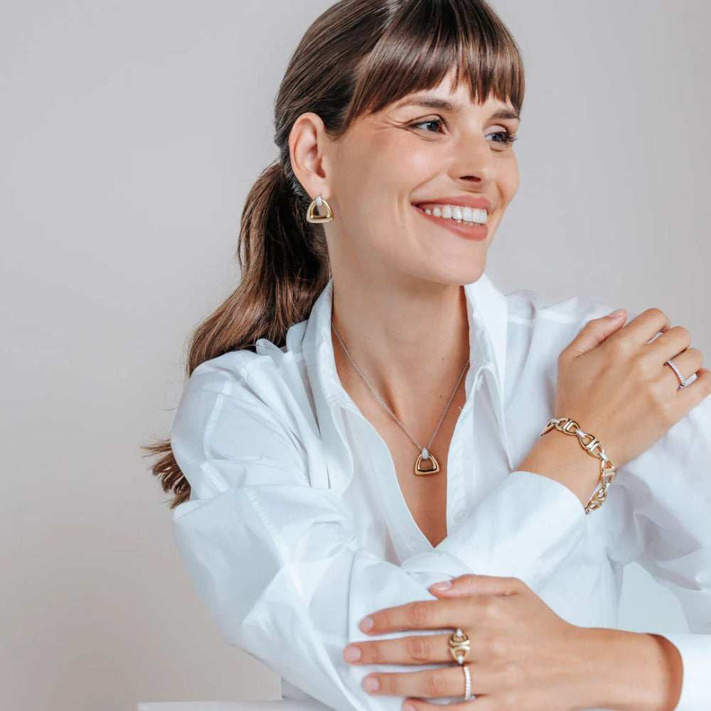 Ti Sento Two-Tone Open Triangle Post Earrings