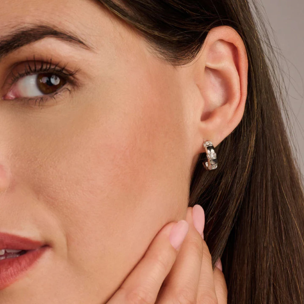 Ti Sento Sterling Silver Vintage Zirconia Hoop Earrings