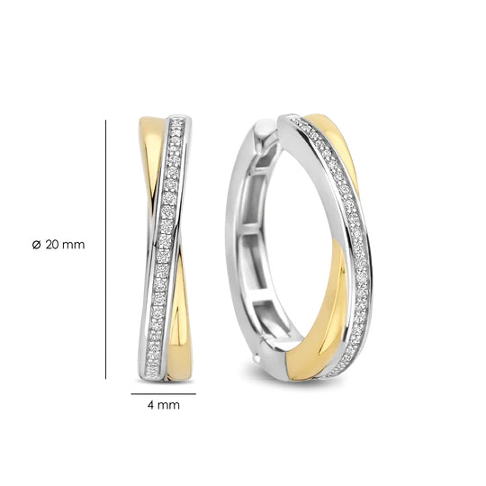 Ti Sento Two Tone Zirconia Crossover Hoops