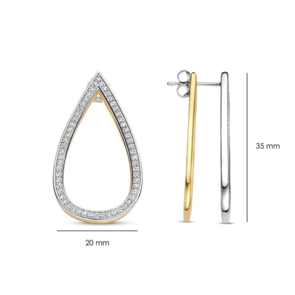 Teardrop gold tone and silver tone measuring 20 mm width and 35mm in length