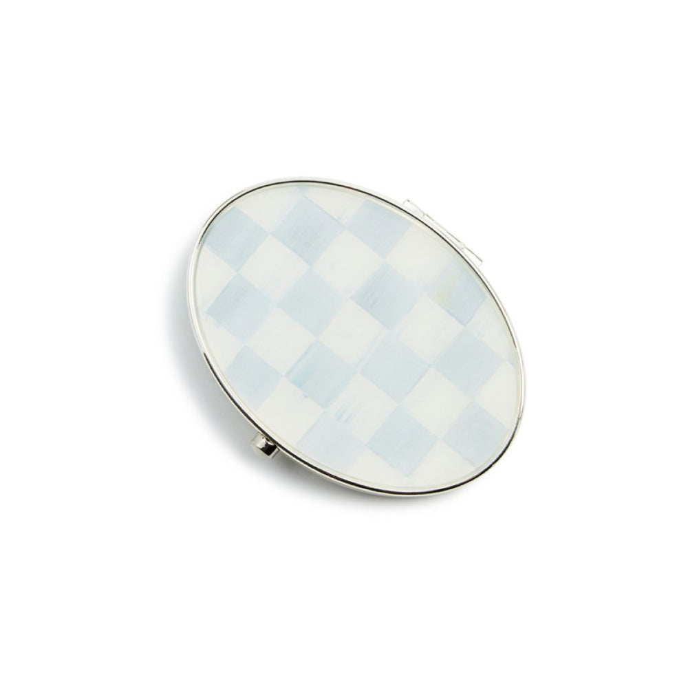MacKenzie-Childs Sterling Check Silver Plated Compact Mirror