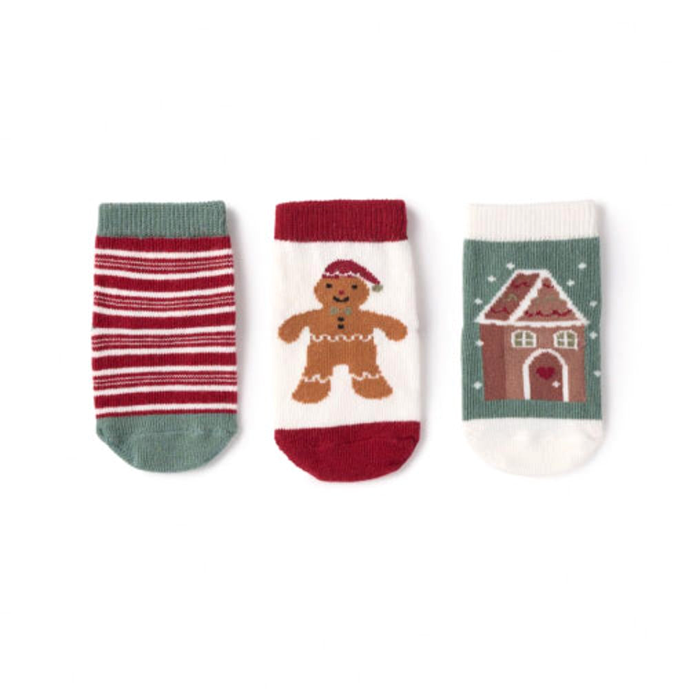 Elegant Baby Gingerbread Christmas Socks 3pk