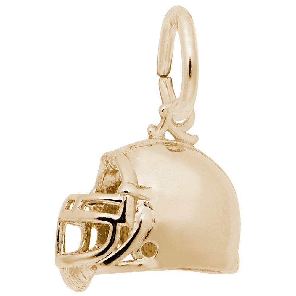 Gold football helmet charm shown on a white background
