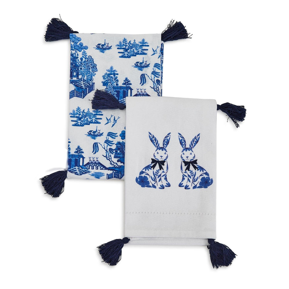Two's Company Blue and White Dish Towels (Set of Two)