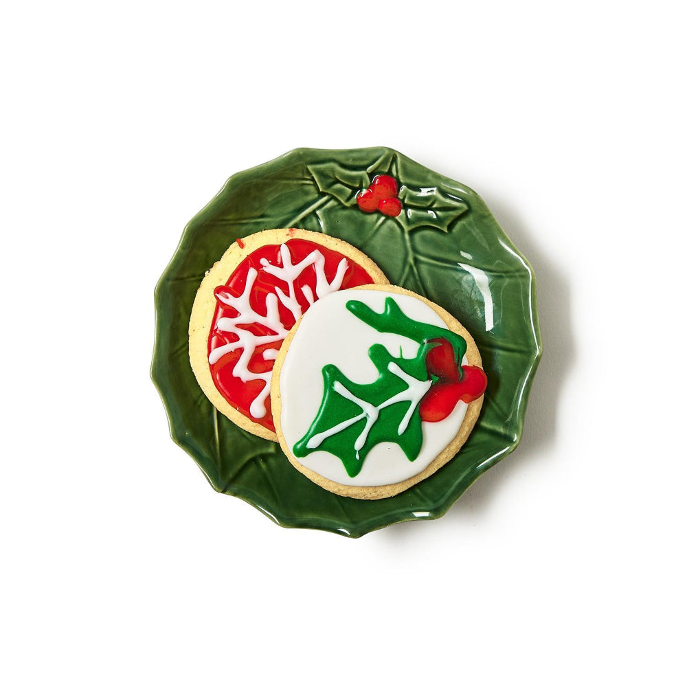 Two's Company Holly Tidbit Plates With Berries (Sold Individually)