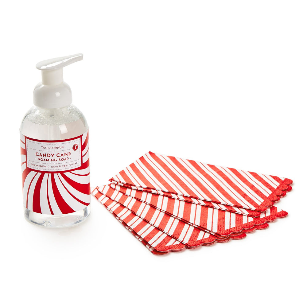 Two's Company Peppermint Soap With Guest Towels Set
