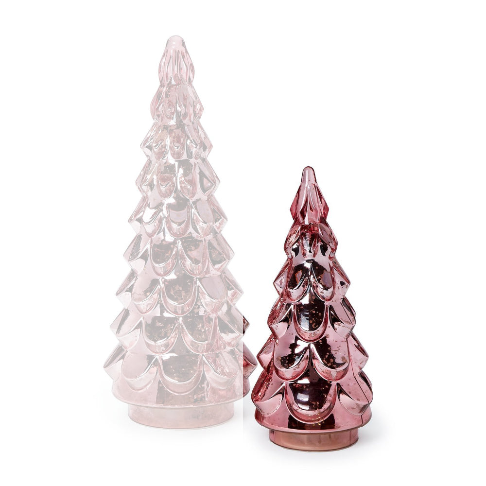 Two's Company Pink Mercury Glass Finish Light-Up Christmas Trees