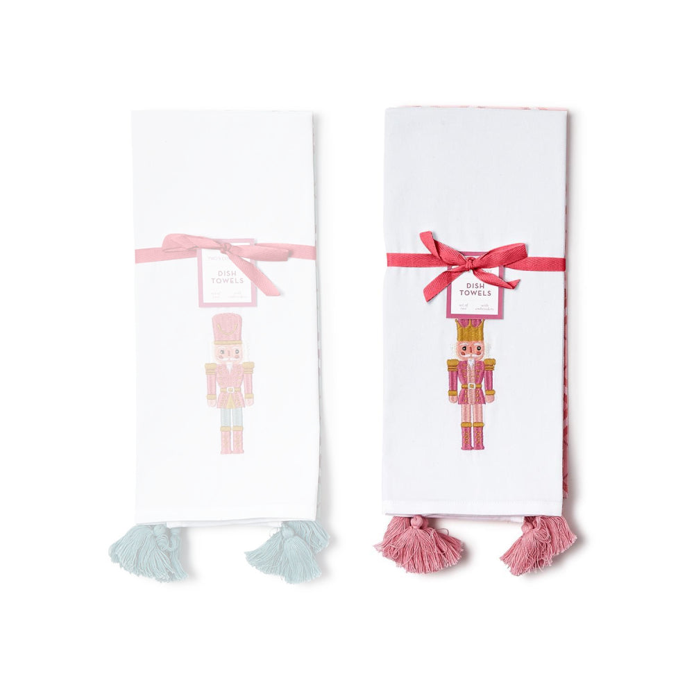 Two's Company Nutcracker Dish Towels with Tassels