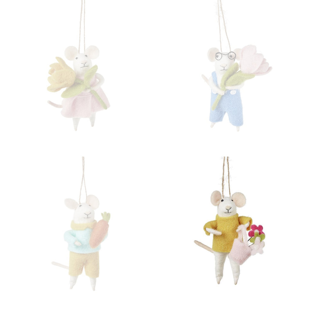 Two's Company Spring Garden Mouse Hand-Crafted Felt Ornament