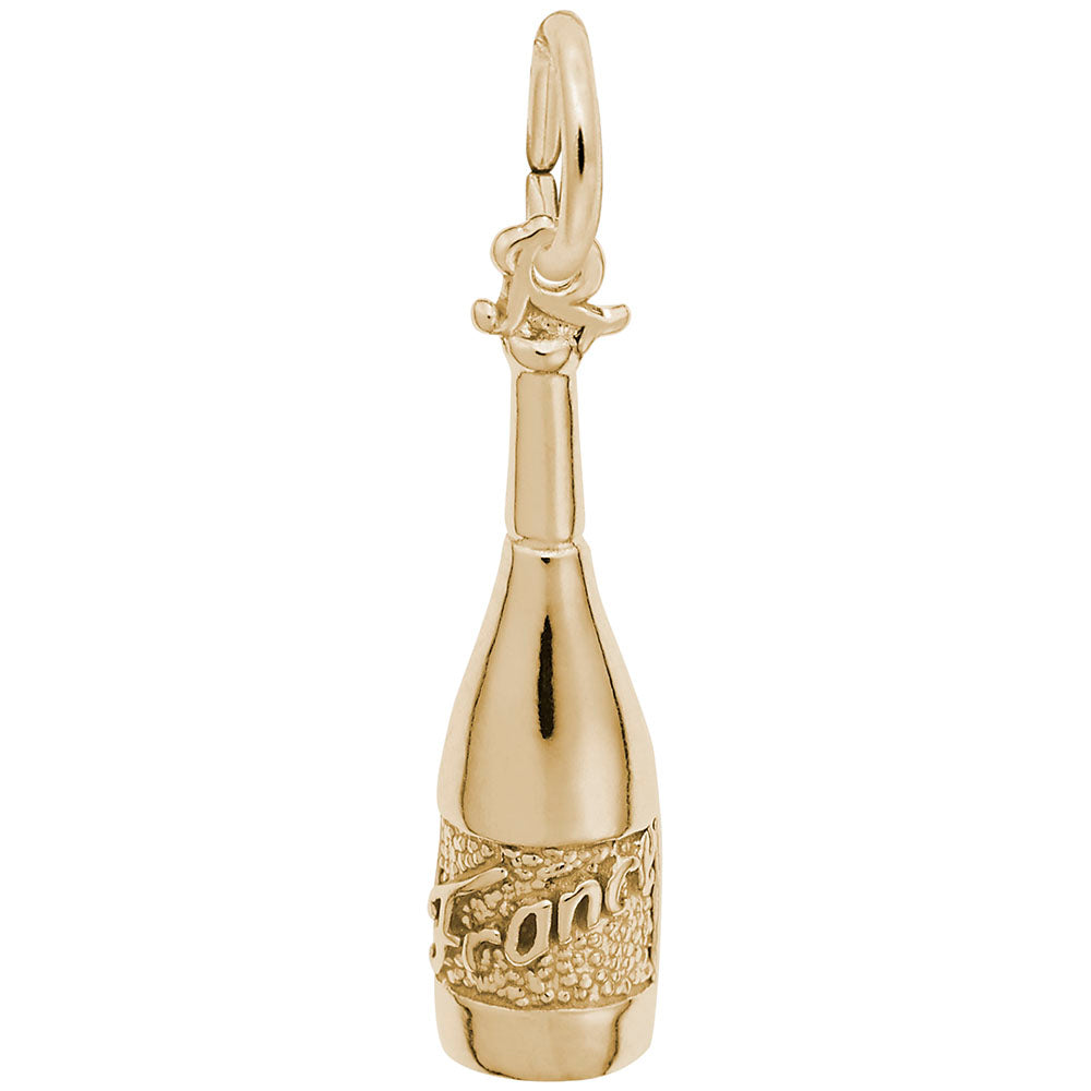 A silver gold bottle charm, shaped like a Burgundy region bottle inscribed with "FRANCE", shown on a white background