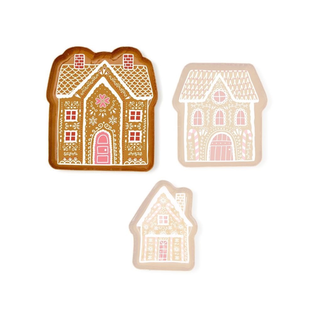 Two's Company Enameled Gingerbread House Plates