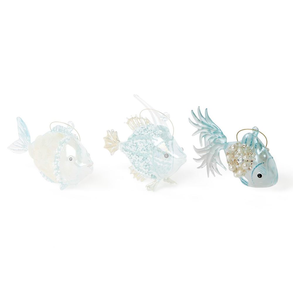 Two's Company Sparkling Fish Hand-Blown Glass Ornament