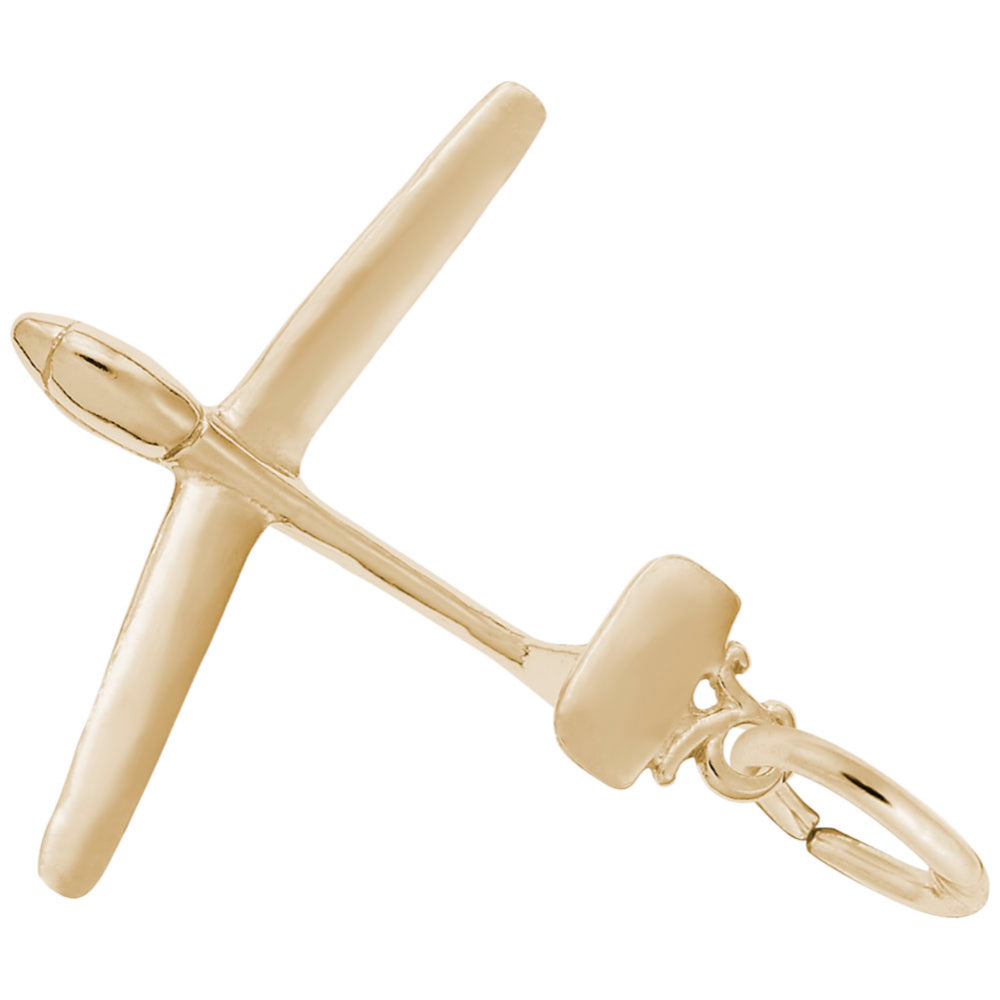 Gold glider charm, shown on a white background