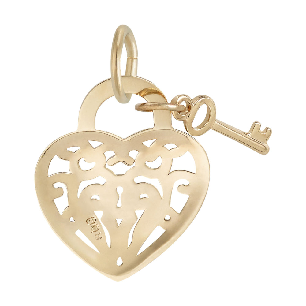 RQC 8364 Filigree Heart & Key Charm