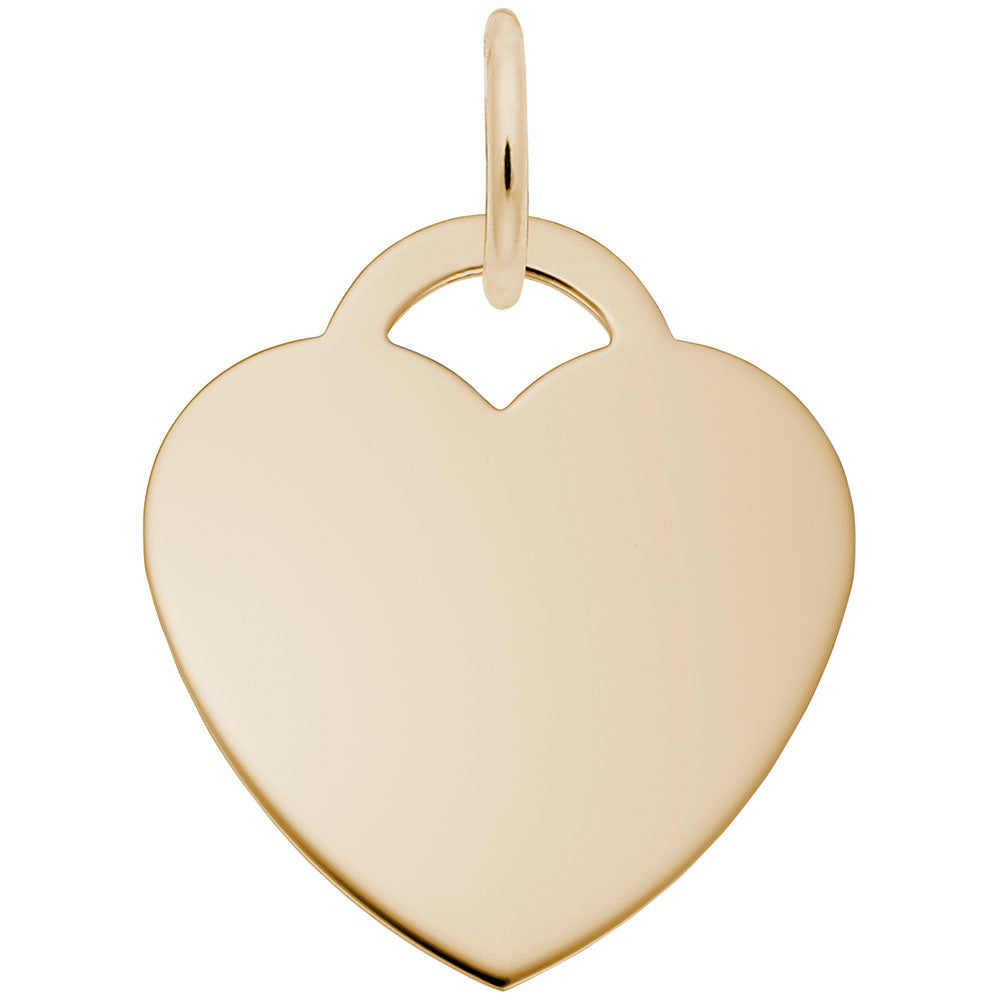 Gold heart-shaped charm on a white background