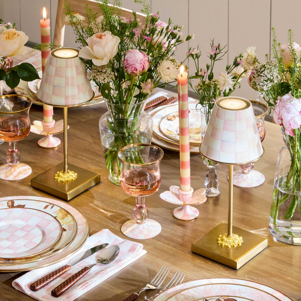 Mackenzie-Childs Rosy Check LED Rechargeable Cafe Table Lamp