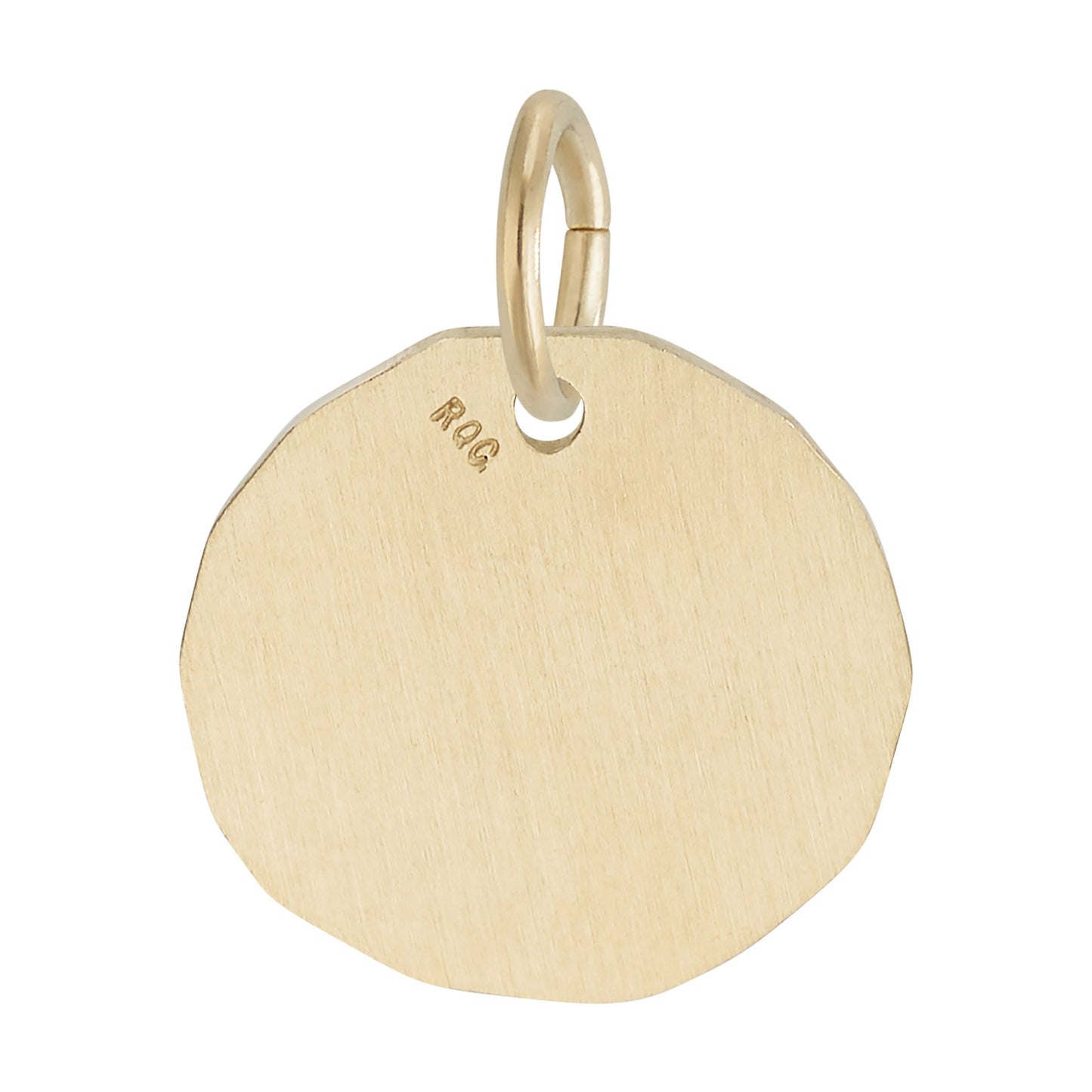 Plain gold hexagonal disc charm on a white background
