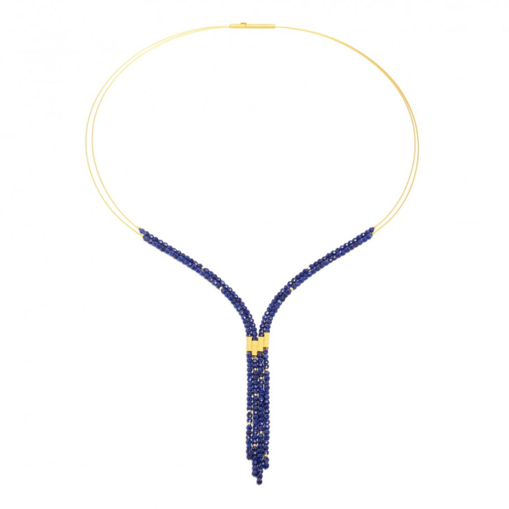 Bernd Wolf Yanizzi 2 Row Lapis Bead Necklace