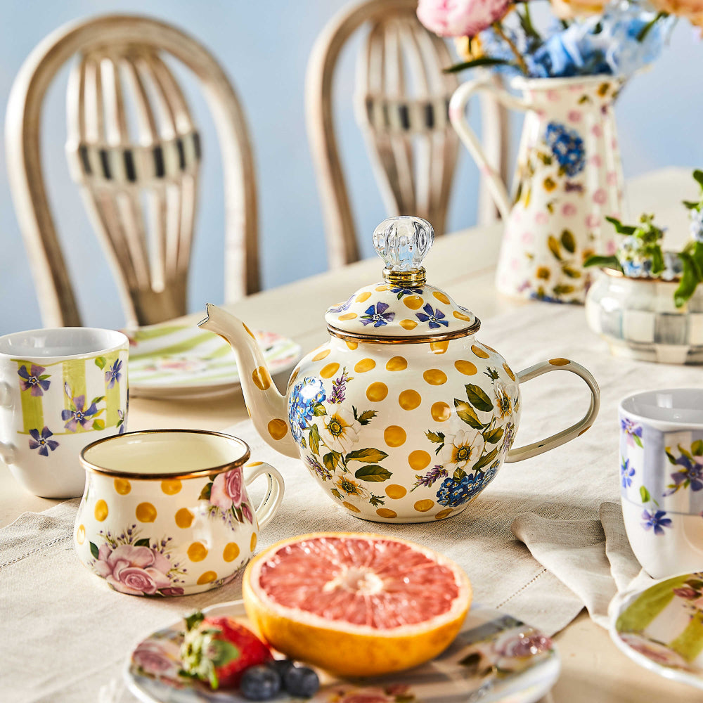 MacKenzie-Childs Wildflowers Enamel High Tea - Yellow