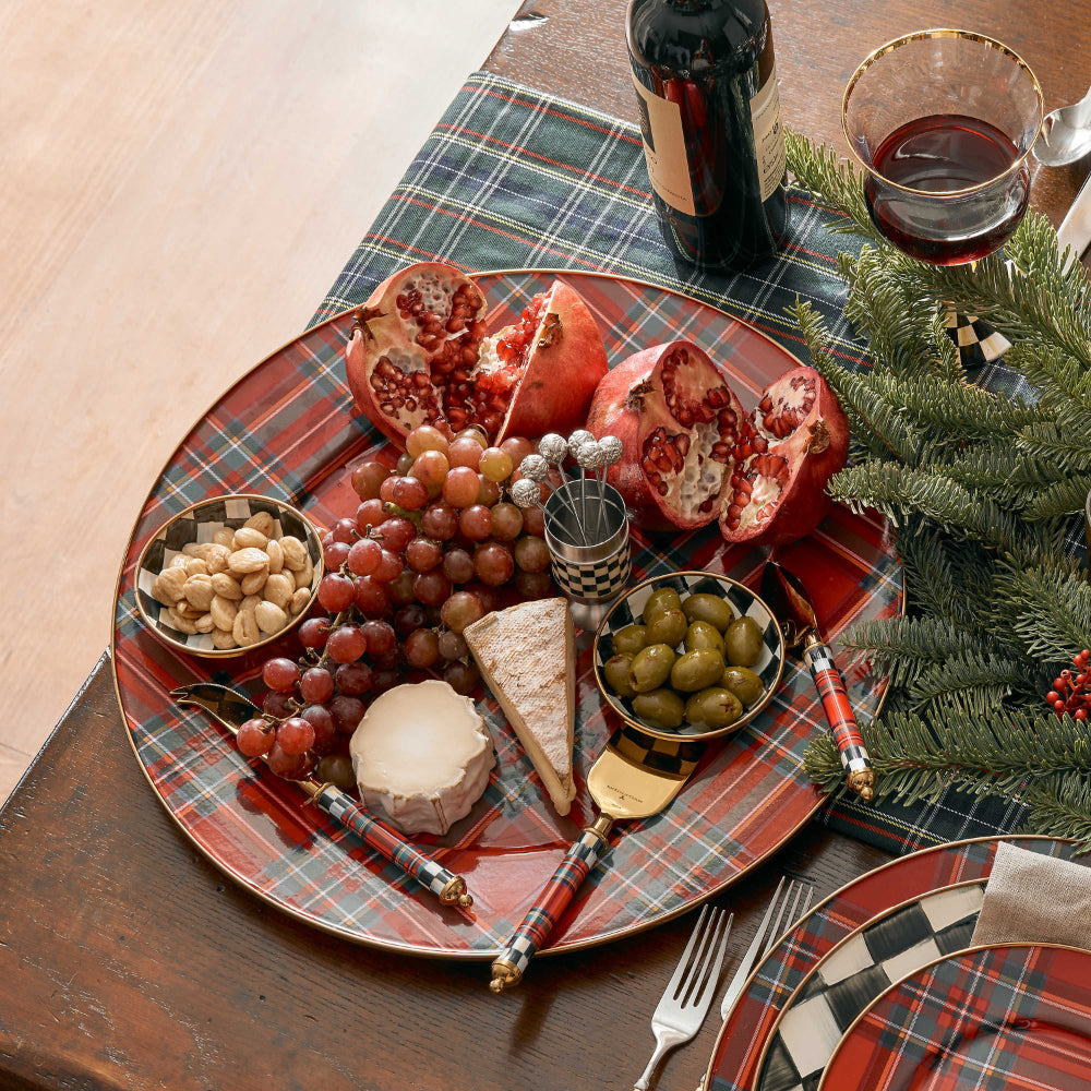 MacKenzie-Childs Tartastic Enamel Serving Platter - Red