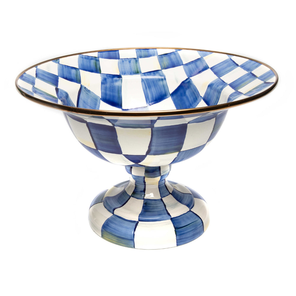 MacKenzie-Childs Royal Check Enamel Compote - Large