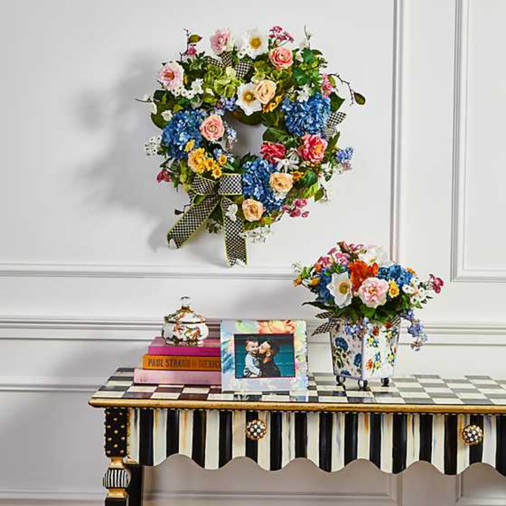 MacKenzie-Childs Flower Market Squashed Pot - White