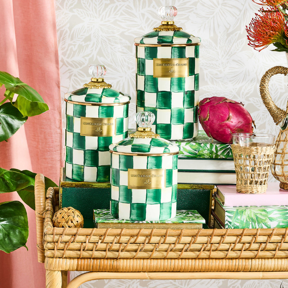 MacKenzie-Childs Emerald Check Canister