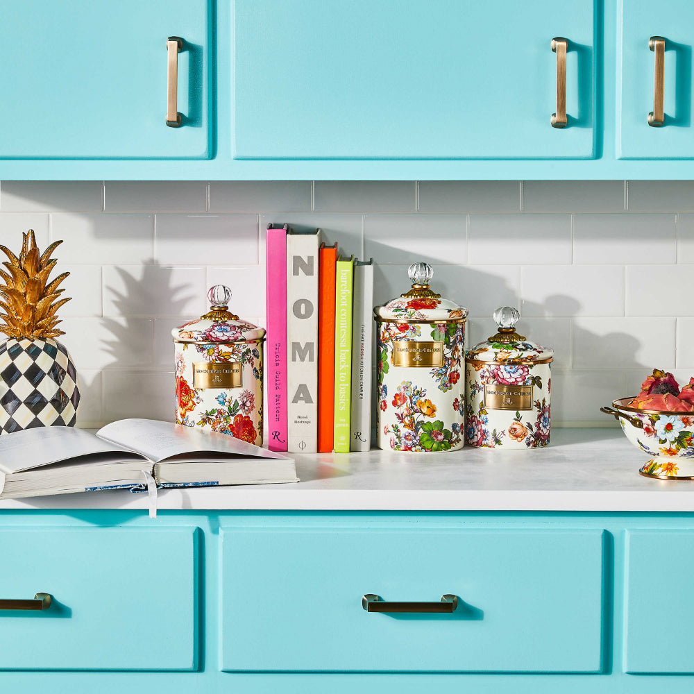 MacKenzie-Childs Flower Market Canister - White