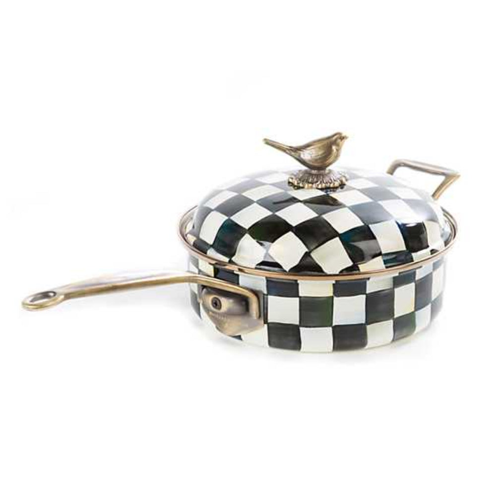 MacKenzie-Childs Courtly Check Enamel Saucepan