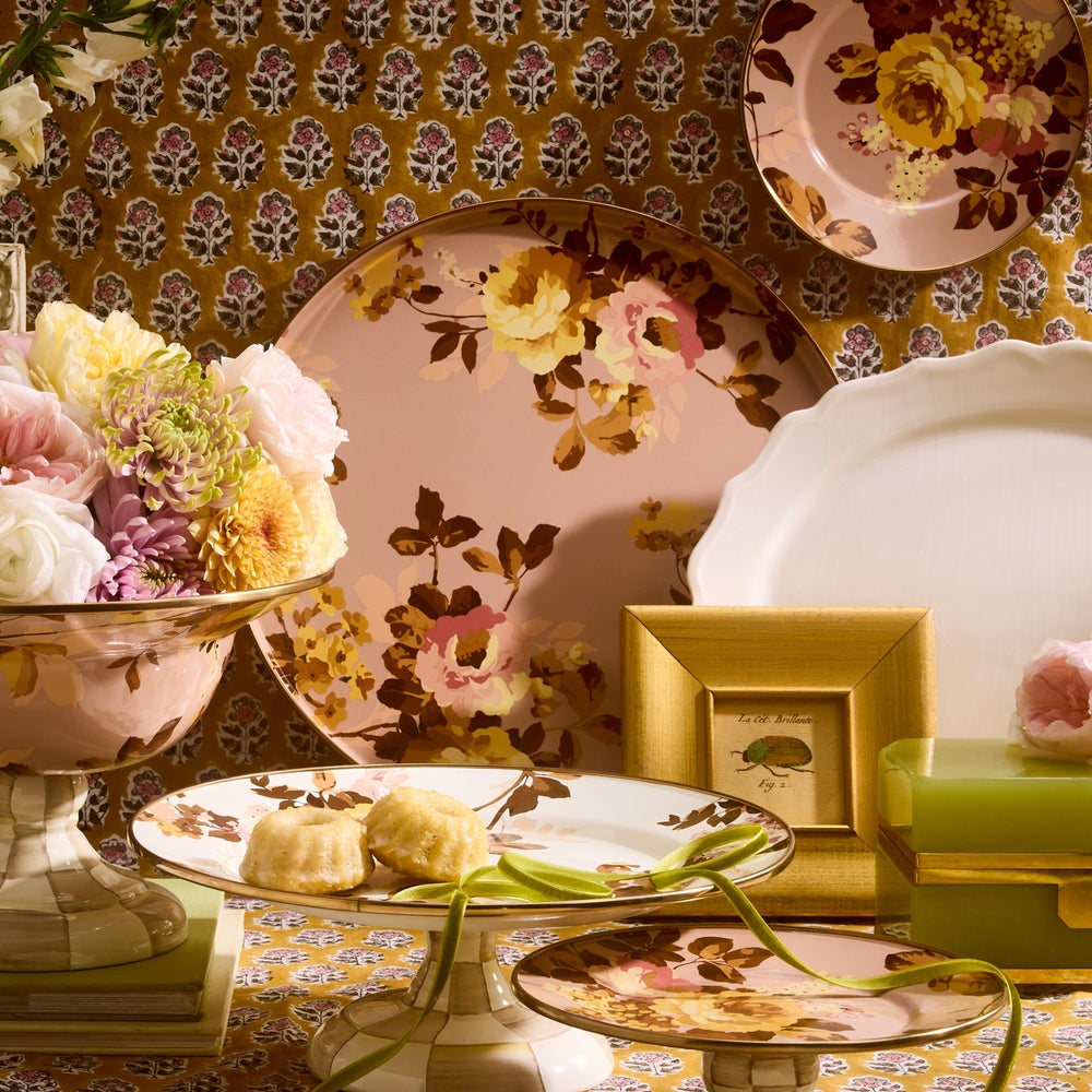 MacKenzie-Childs Wild Rose Mauve Round Tray
