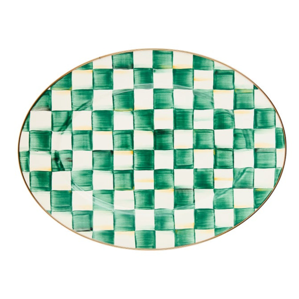 MacKenzie-Childs Emerald Check Oval Platter