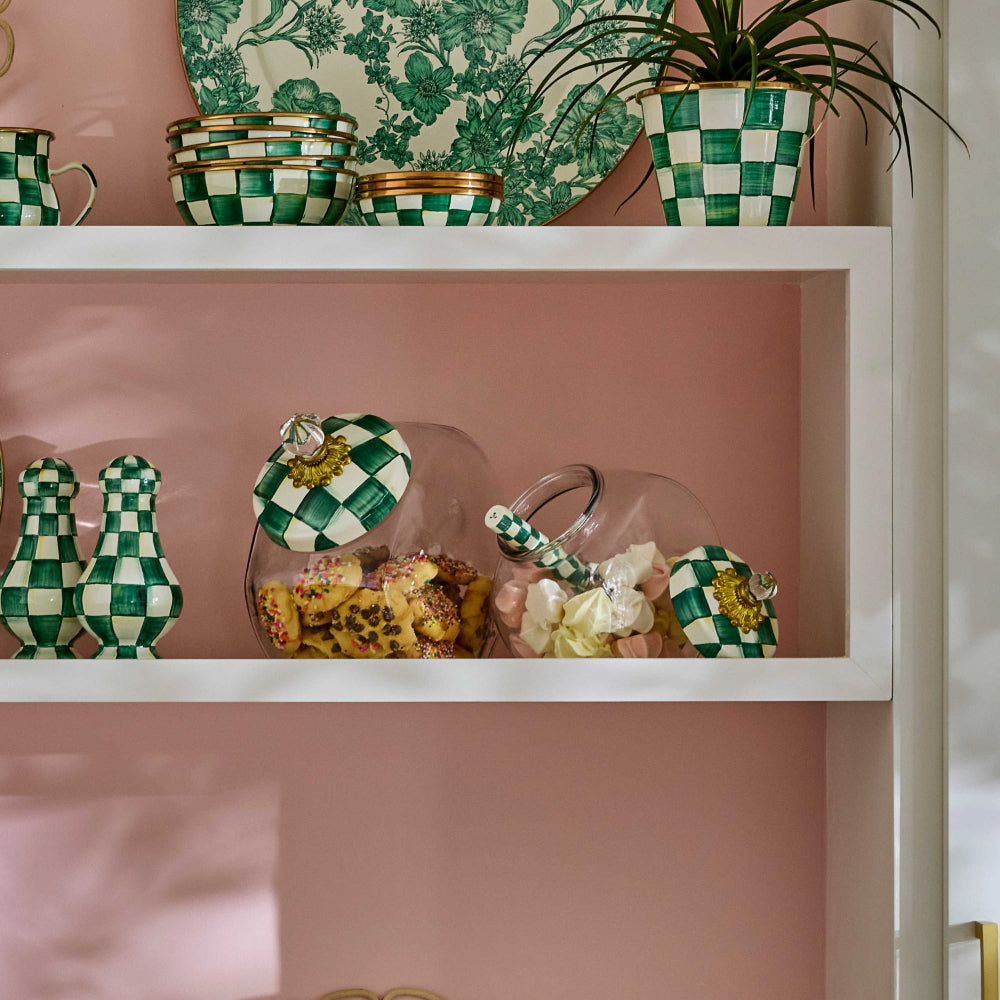 MacKenzie-Childs Sweets Jar with Emerald Check Lid
