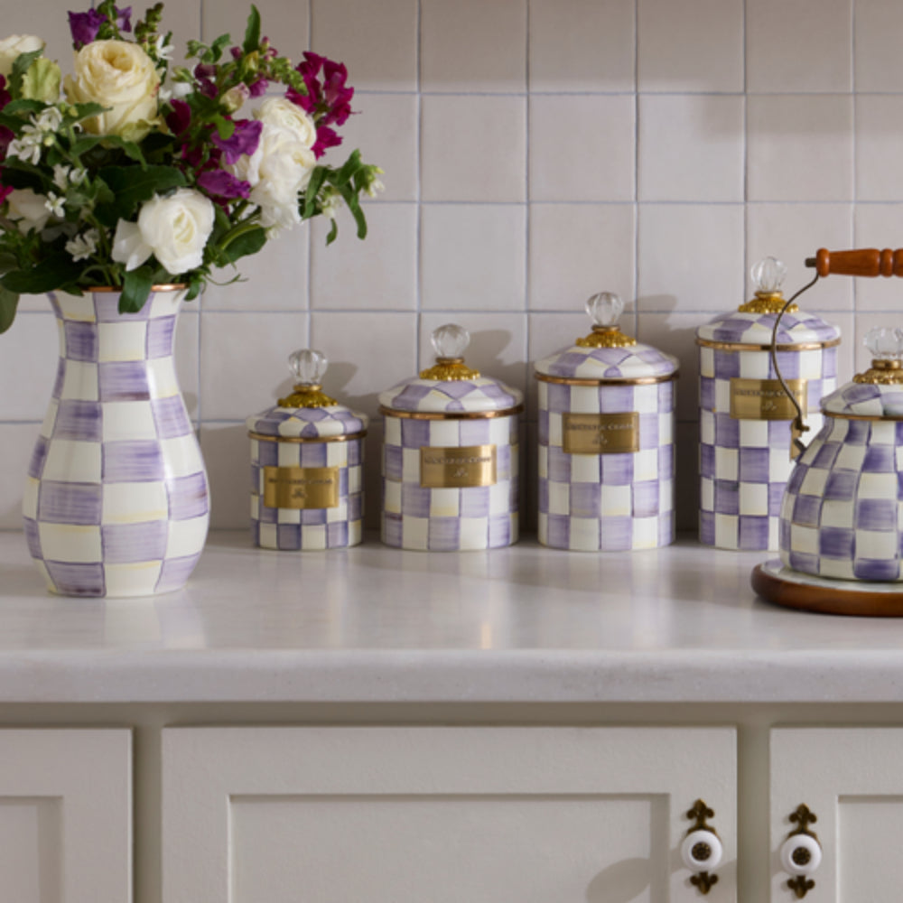 MacKenzie-Childs Violet Check Canister