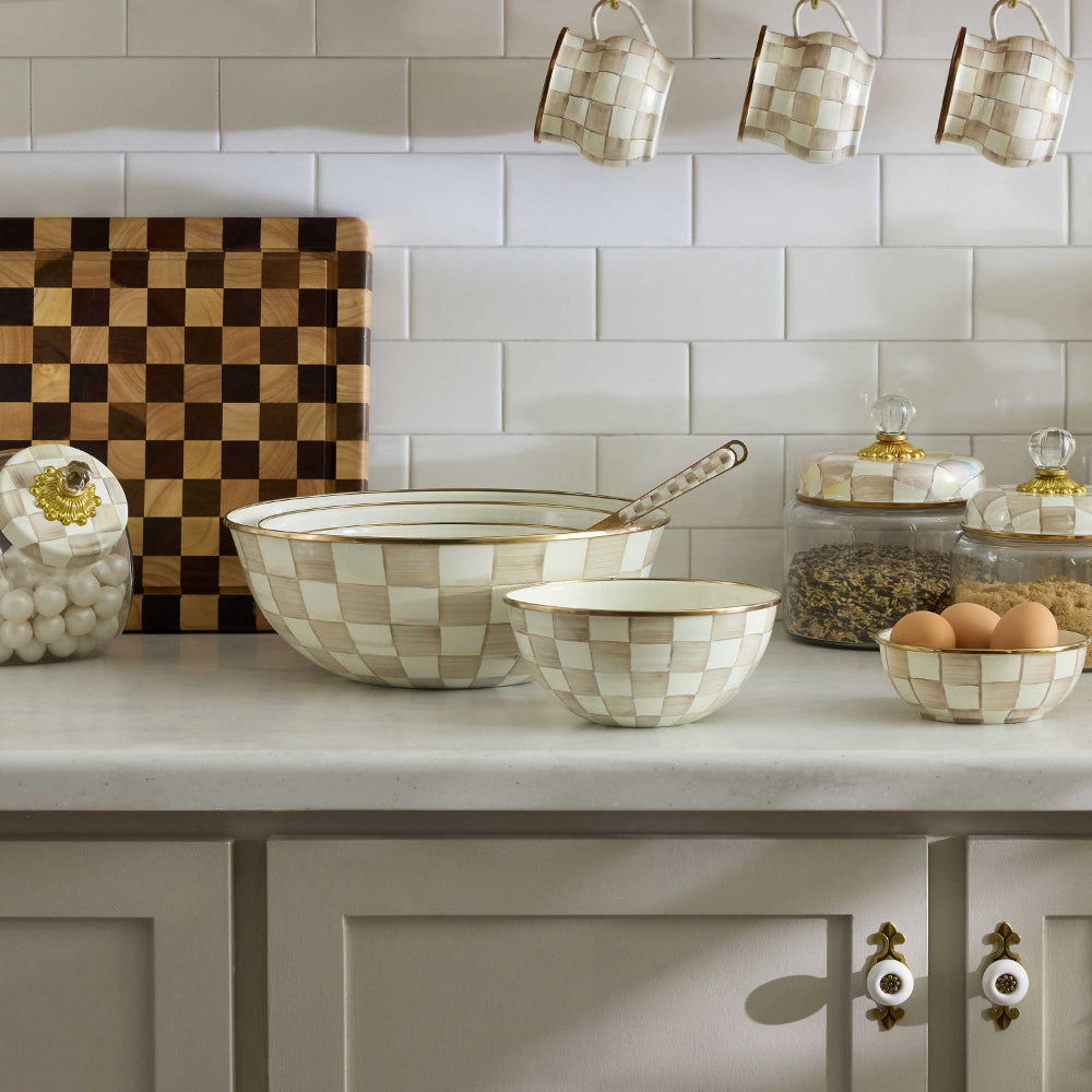Mackenzie-Childs Mocha Check Everyday Bowl