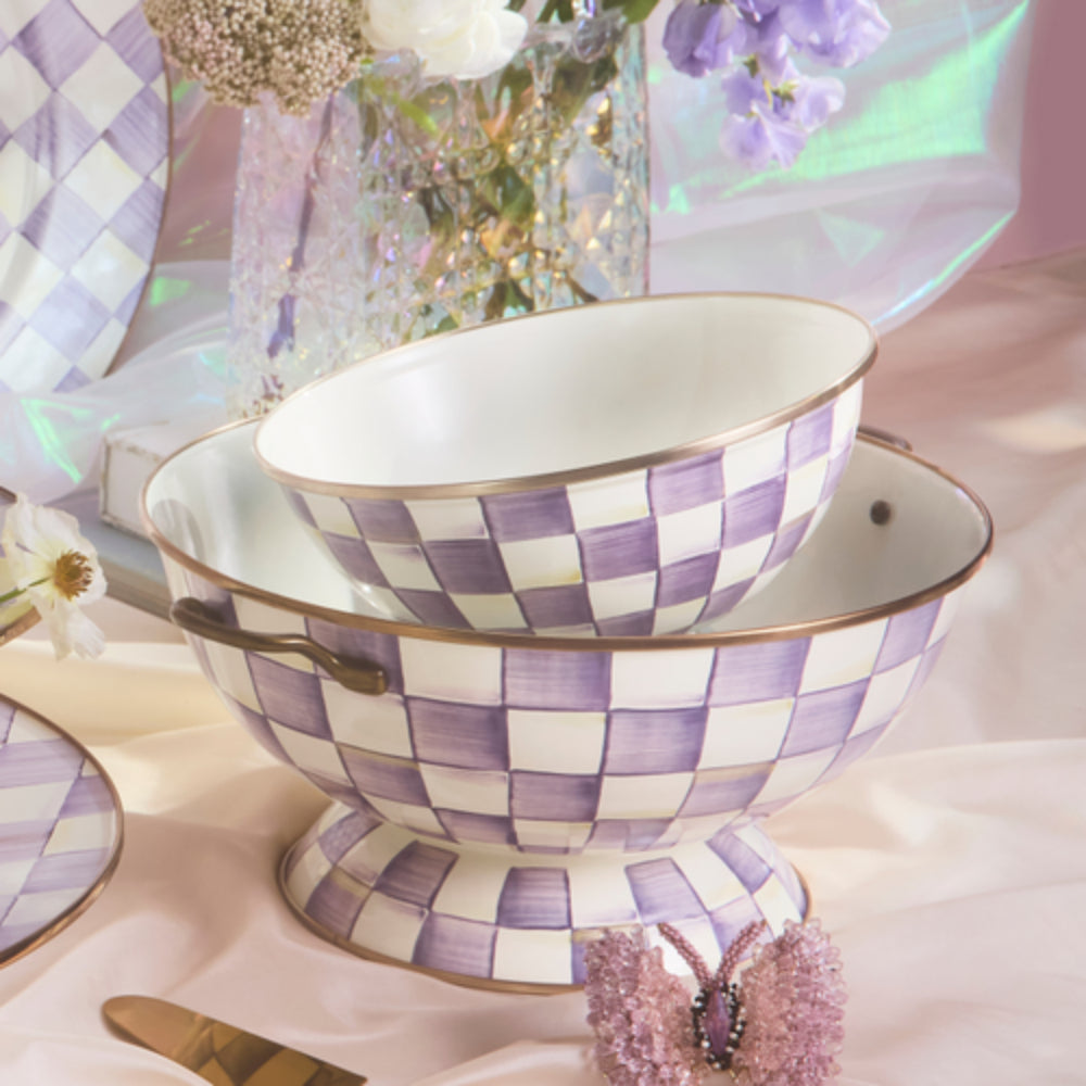MacKenzie-Childs Violet Check Everyday Bowl