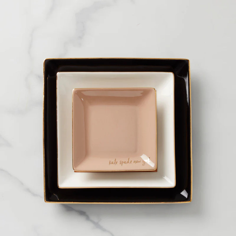 Kate Spade Make It Pop Black 3-Piece Tray Set