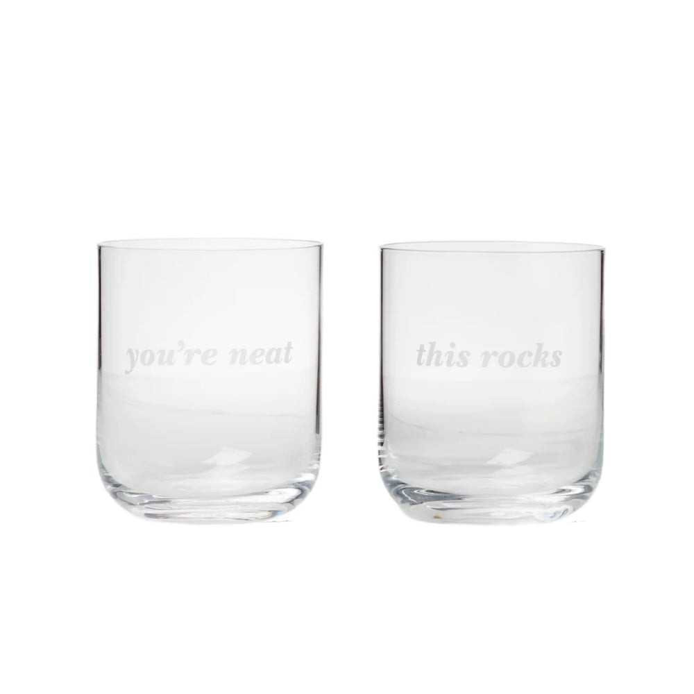 Kate Spade This Rocks & You're Neat, Double Old Fashion Glasses, Set of 2