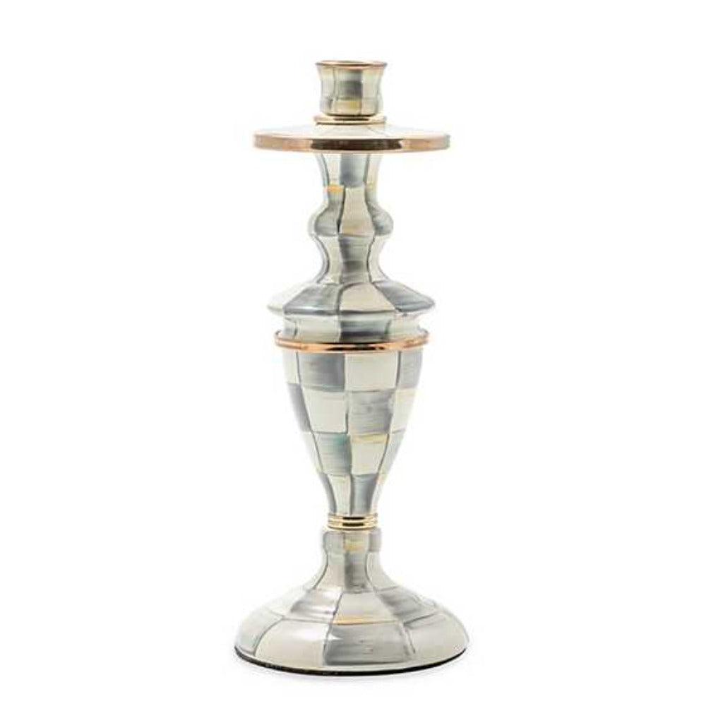 MacKenzie-Childs Sterling Check Enamel Candlestick