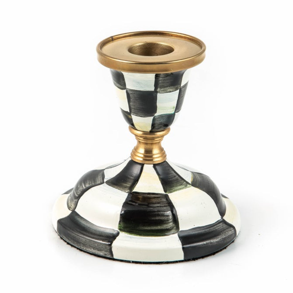 MacKenzie-Childs Courtly Check Enamel Candlestick - Short