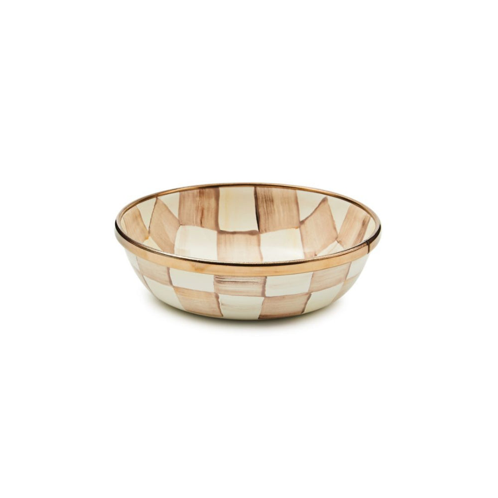MacKenzie-Childs Enamel Relish Dish - Small Serving Bowl In Brown & White Mocha Check Pattern - View #3