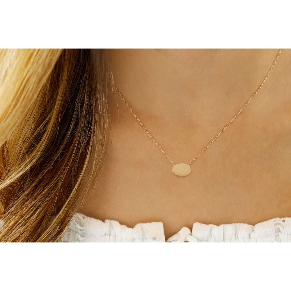 14k Engravable Oval Disc Pendant